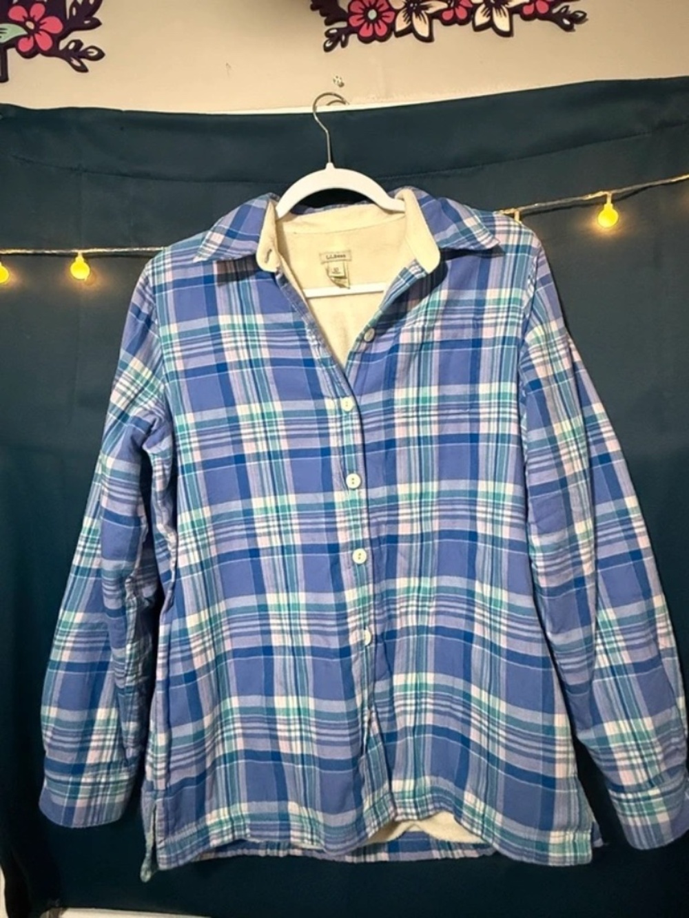 L.L.Bean Women’s XS Plaid Fleece Lined Flannel Shirt Jacket